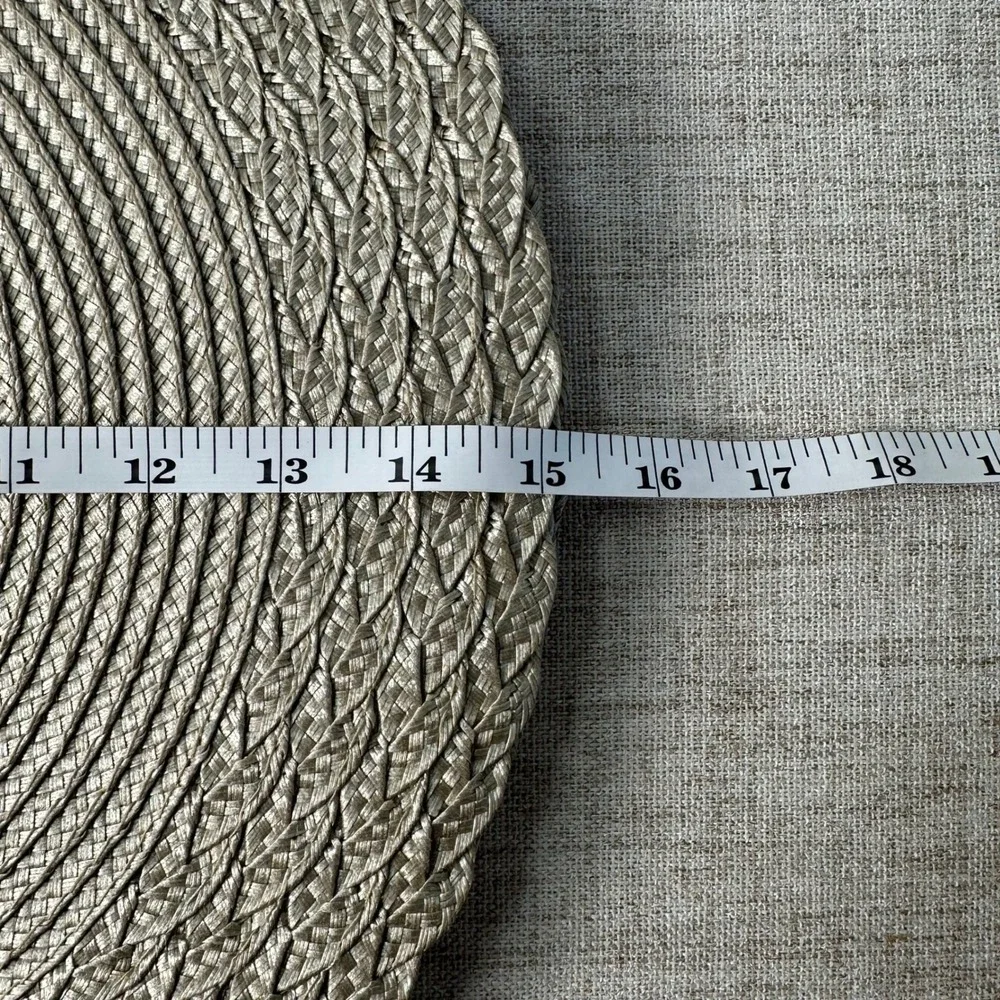 Set of 6 Round Braided Champagne Silver Placemats Chargers 15